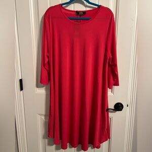 #1710. L&B Lucky & Blessed Hot Pink 3/4 Sleeve Comfy Dress w/Pockets! Size 3XL